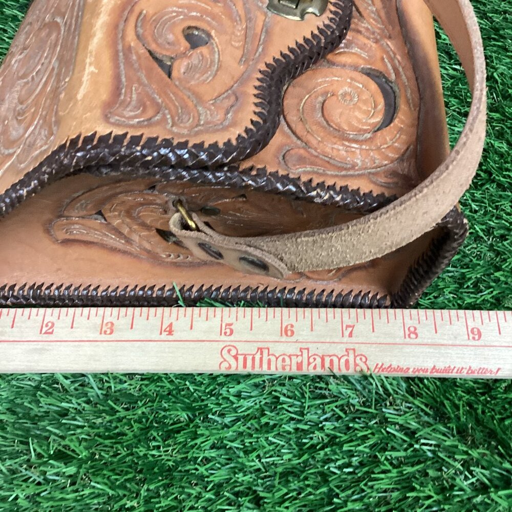 Vintage Hand Tooled Leather Hard Shell Bag - Picture 14 of 16